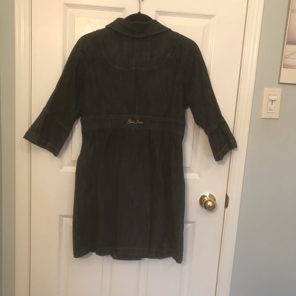 GUESS Long Denim Double Breasted Dress Jacket Stretch M - Picture 5 of 16